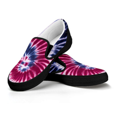 Red, White & Blue Tie Dye Print Slip On Shoes