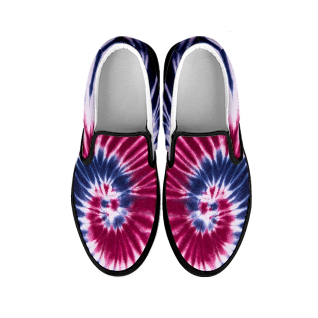 Red, White & Blue Tie Dye Print Slip On Shoes