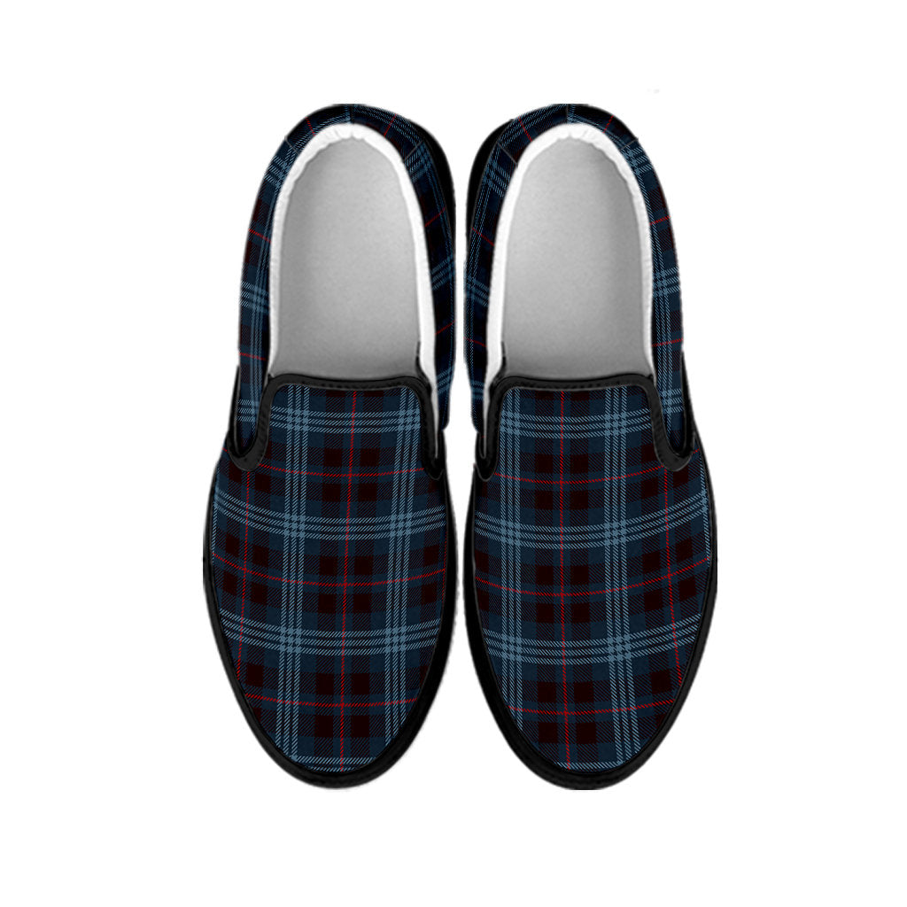 Blue Plaid Slip On Shoes