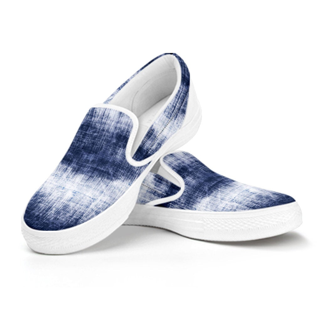 Denim Blue Abstract Slip On Shoes