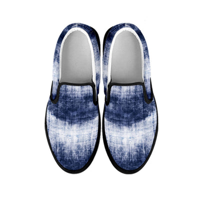 Denim Blue Abstract Slip On Shoes