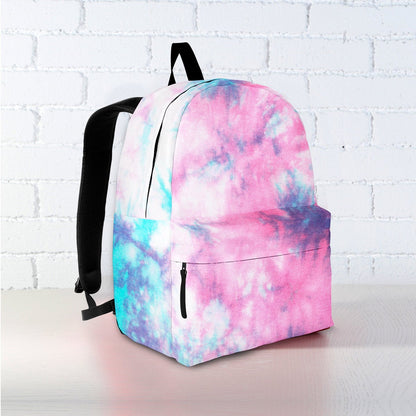 Blue & Pink Cotton Candy Tie Dye Print Backpack