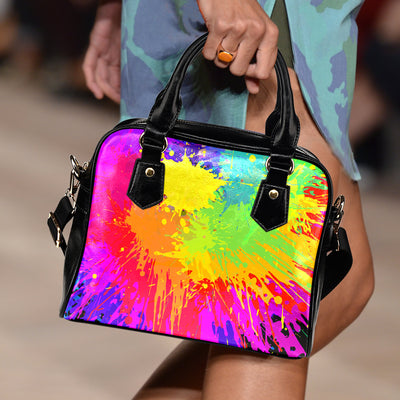Colorful Paint Splatter Abstract Art Shoulder Handbag