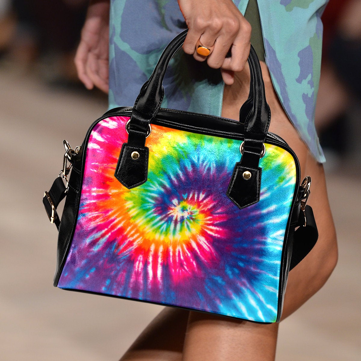 Colorful Tie Dye Spiral Shoulder Handbag