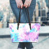 Blue & Pink Cotton Candy Leather Tote Bag
