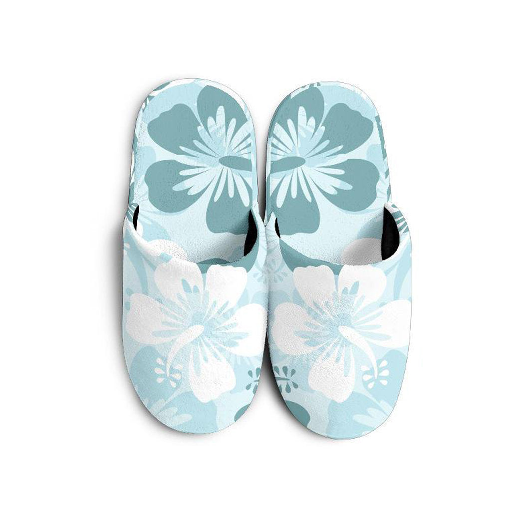 Teal Green Aloha Flowers Slippers
