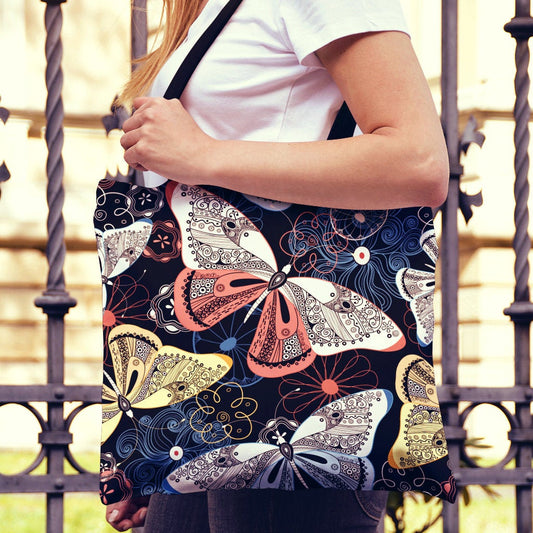 Colorful Butterflies Decor Canvas Tote Bag