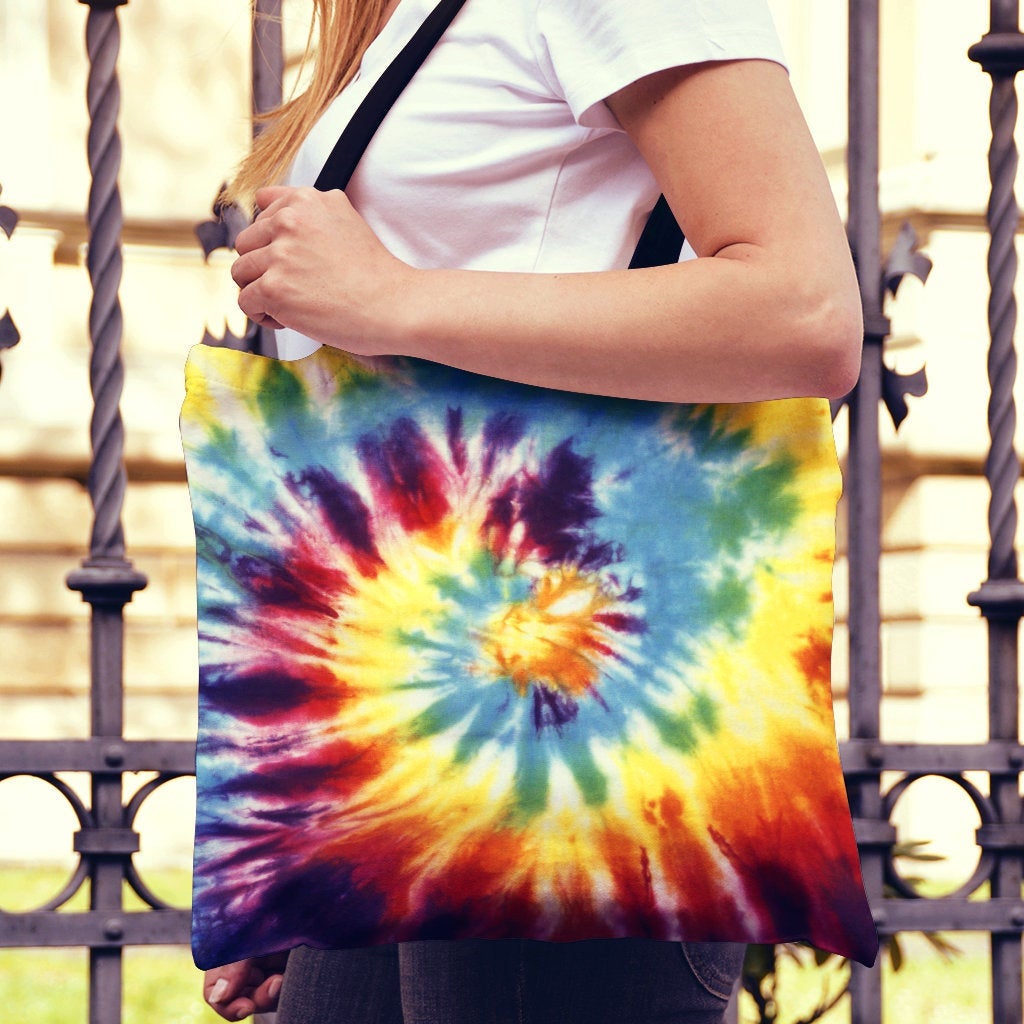 Colorful Tie Dye Abstract Art Canvas Tote Bag