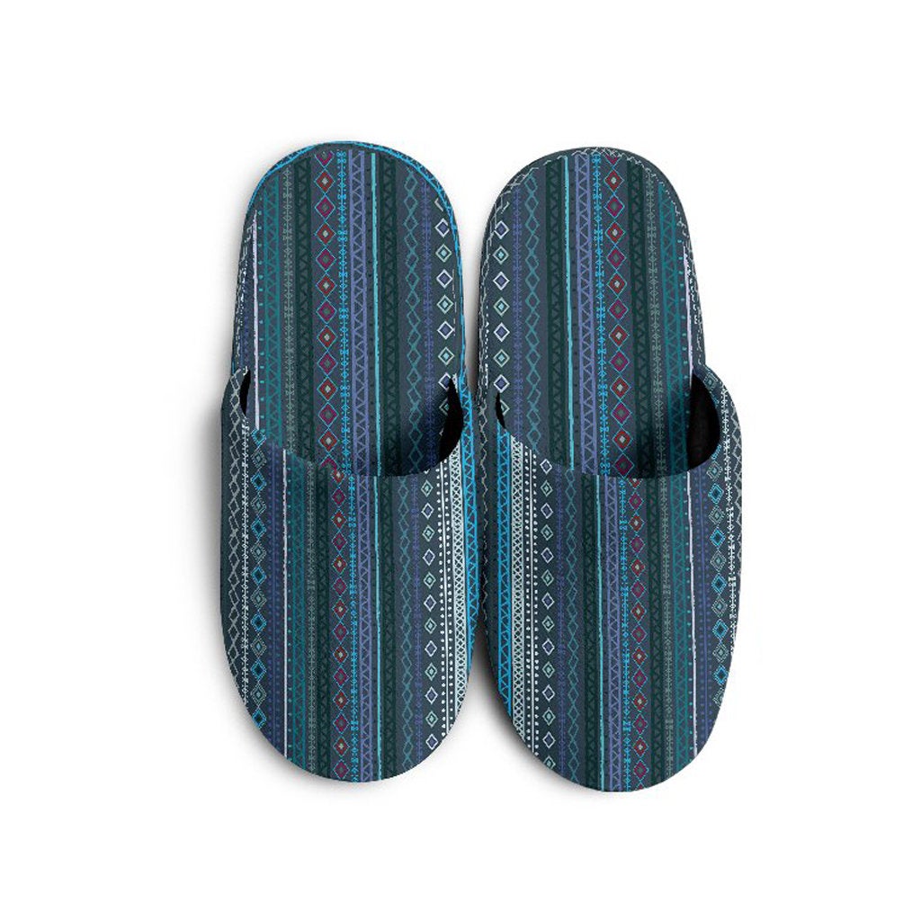 Blue Boho Stripes Decor Slippers
