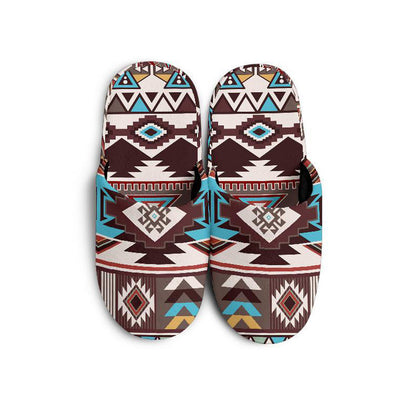 Brown Boho Aztec Slippers
