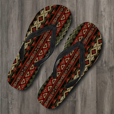Red & Brown Boho Aztec Flip Flops