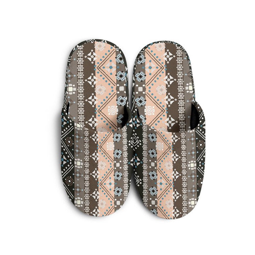 Brown Boho Ethnic Slippers