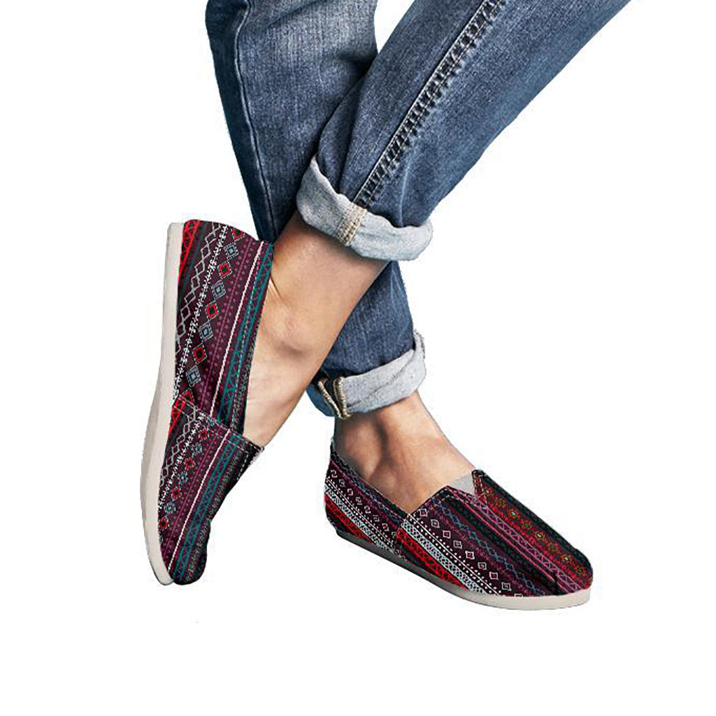 Red Boho Stripes Decor Casual Shoes