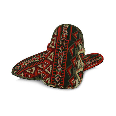 Red & Brown Boho Aztec Slippers