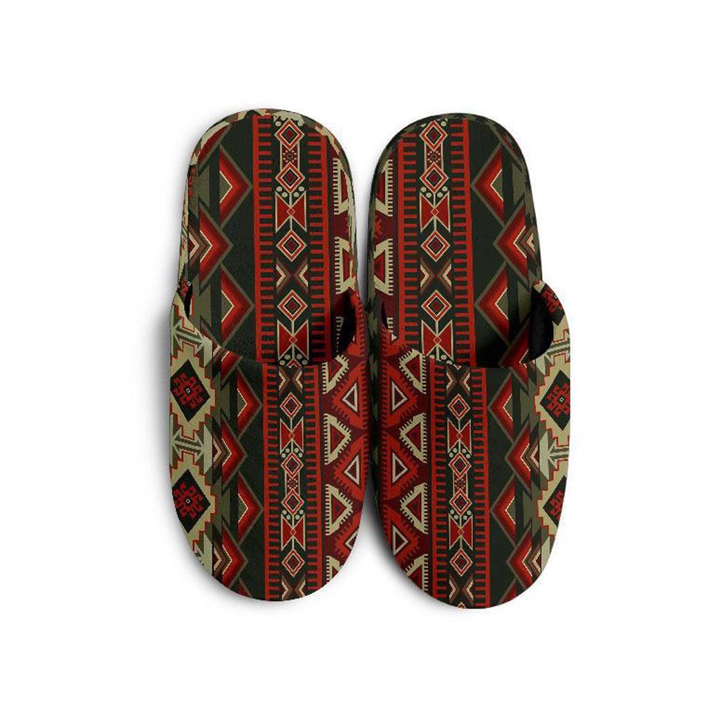 Red & Brown Boho Aztec Slippers
