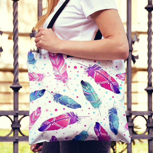 Pink Feathers Canvas Tote Bag