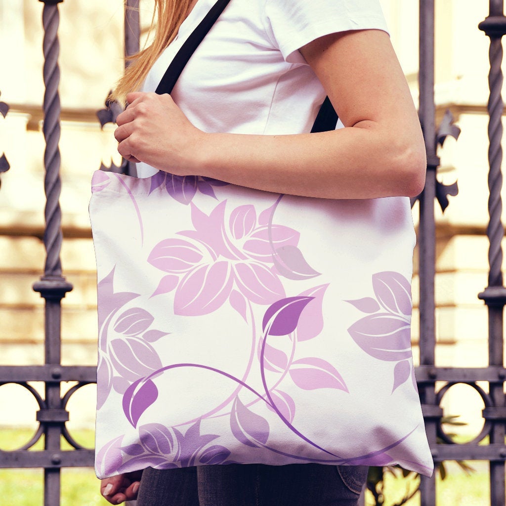 Pink Floral Canvas Tote Bag
