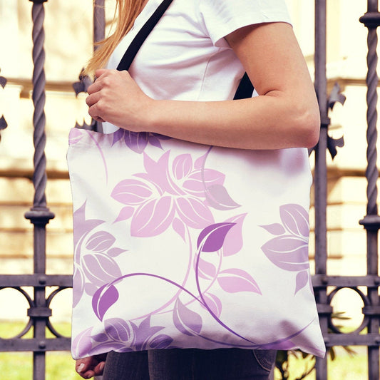 Pink Floral Canvas Tote Bag