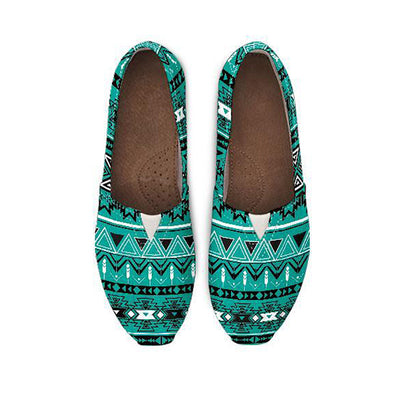 Teal Green Boho Aztec Casual Shoes