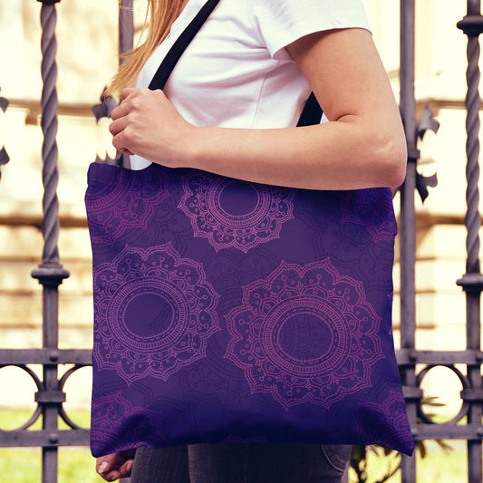 Purple Mandalas Canvas Tote Bag