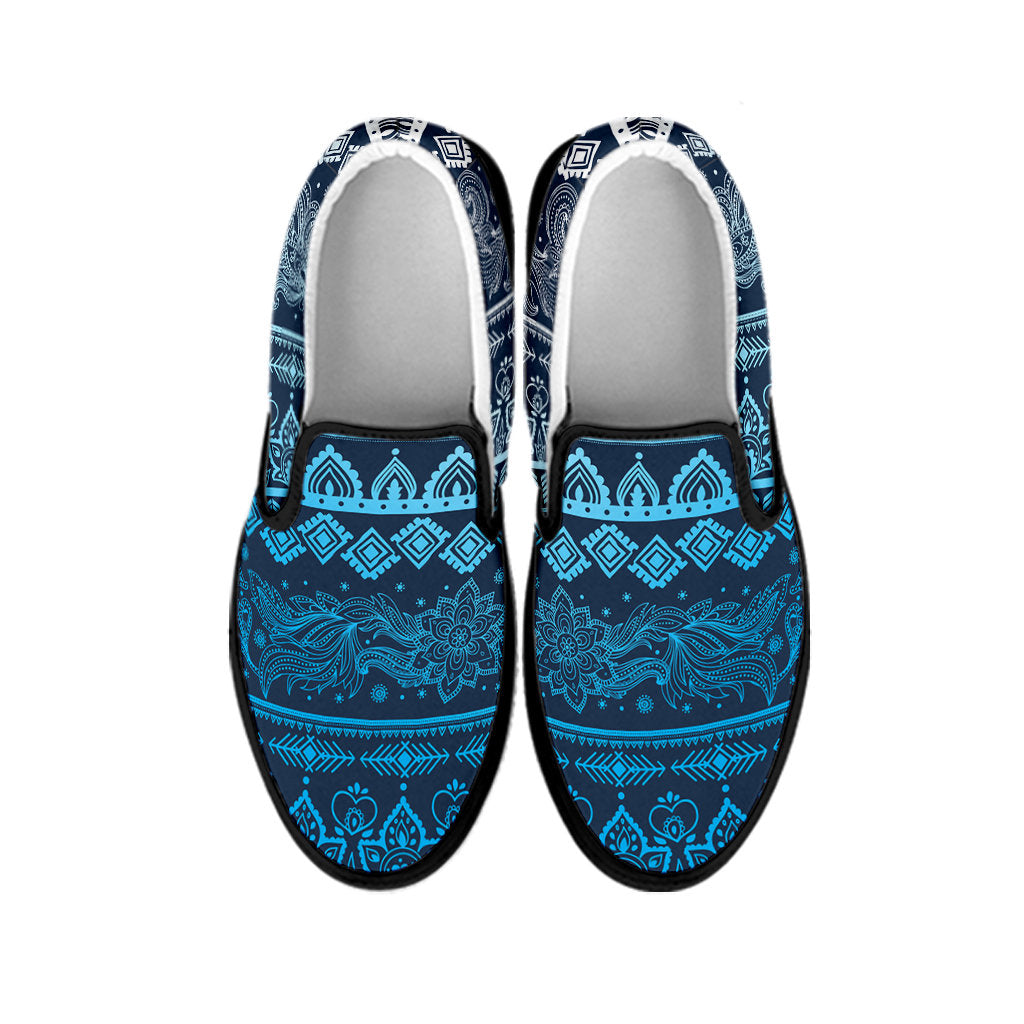 Blue Boho Chic Bohemian Slip On Shoes