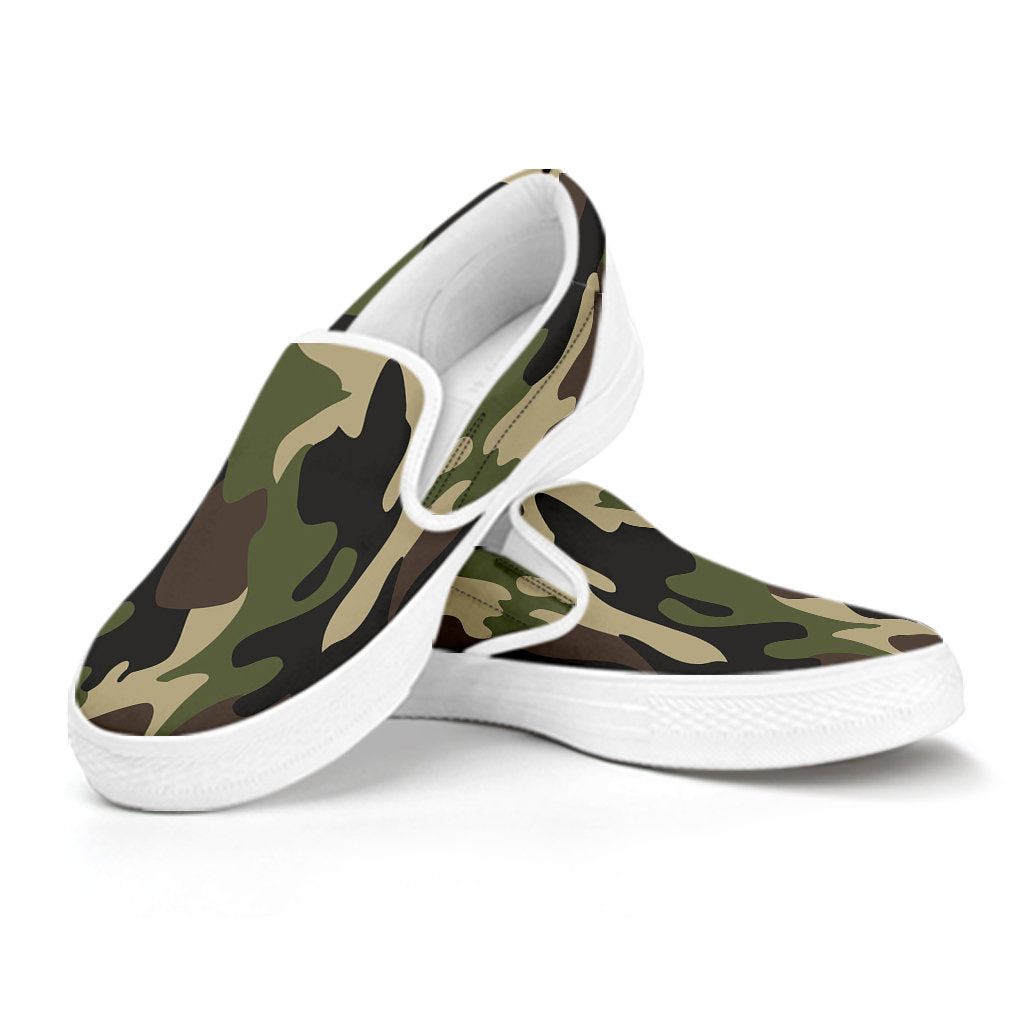 Army Green Camouflage Slip On Shoes