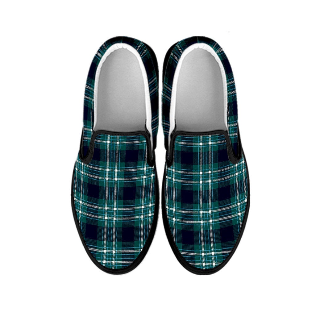 Green Plaid Slip On Shoes