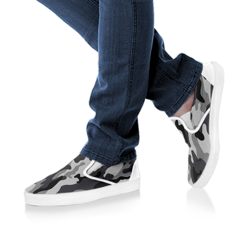 Grey Camouflage Slip On Shoes
