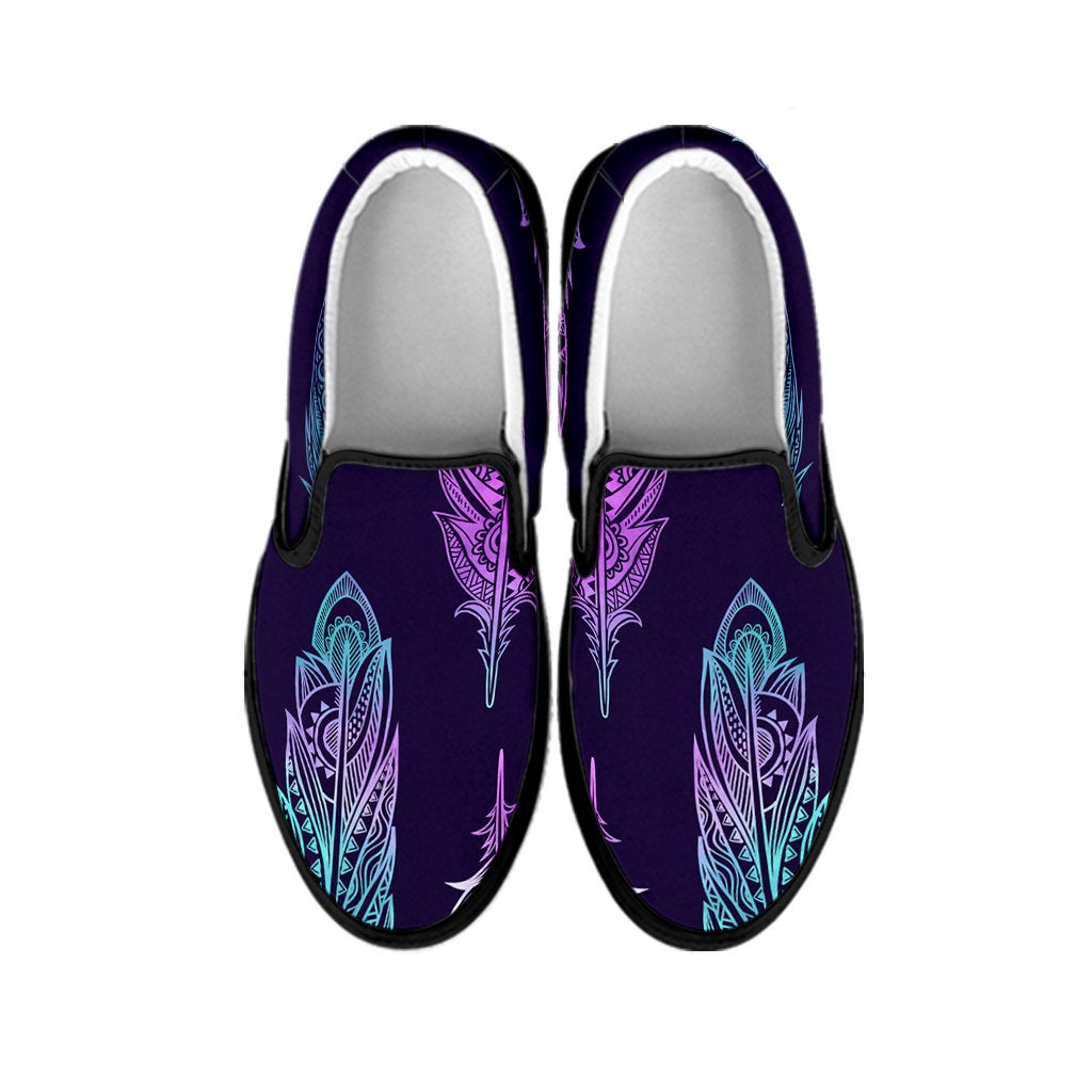 Neon Pink Feathers Slip On Shoes