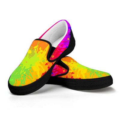 Colorful Paint Splatter Abstract Art Slip On Shoes