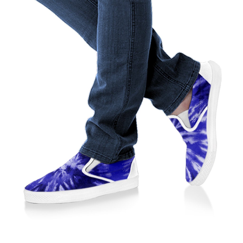 Royal Blue Tie Dye Print Slip On Shoes