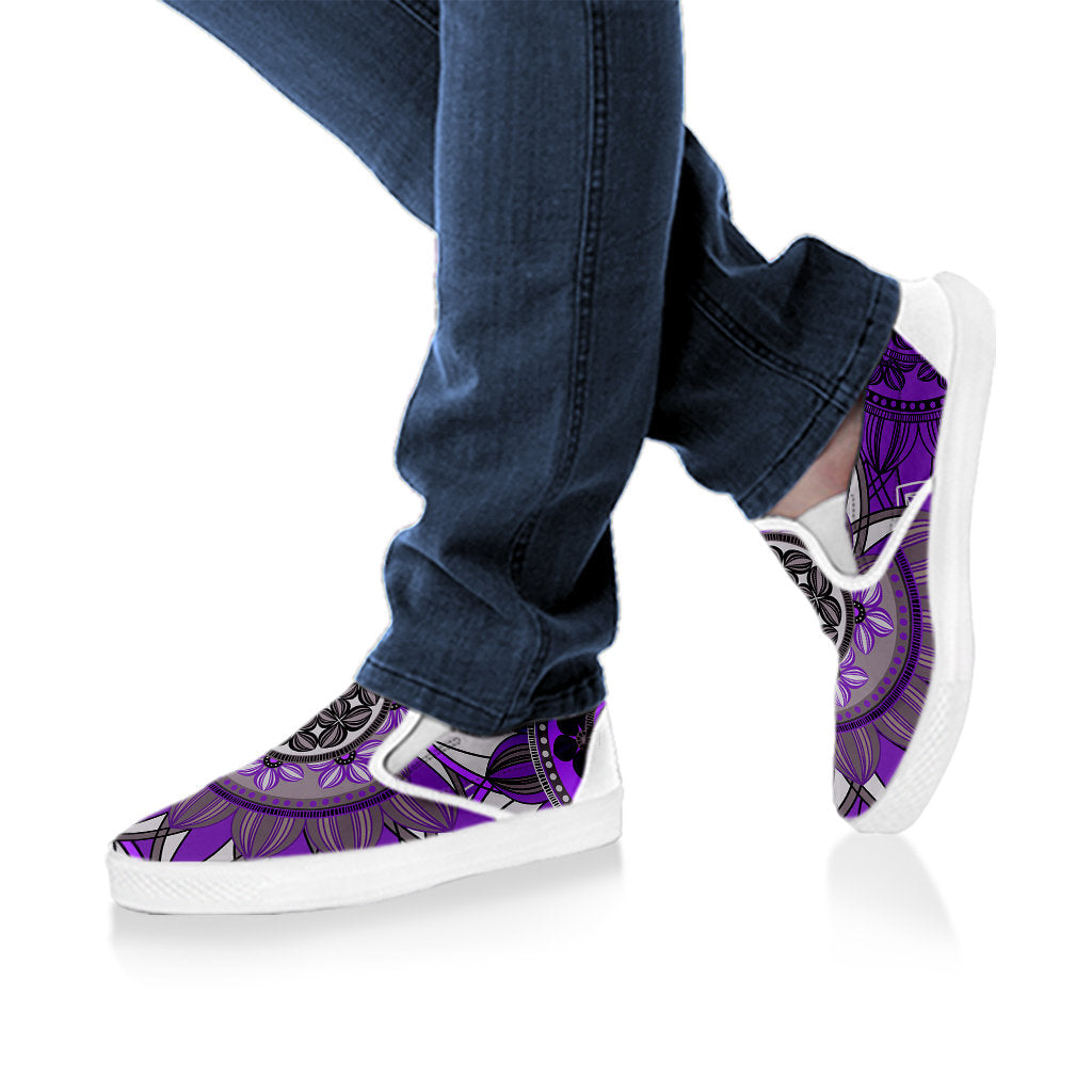 Purple Floral Mandalas Slip On Shoes