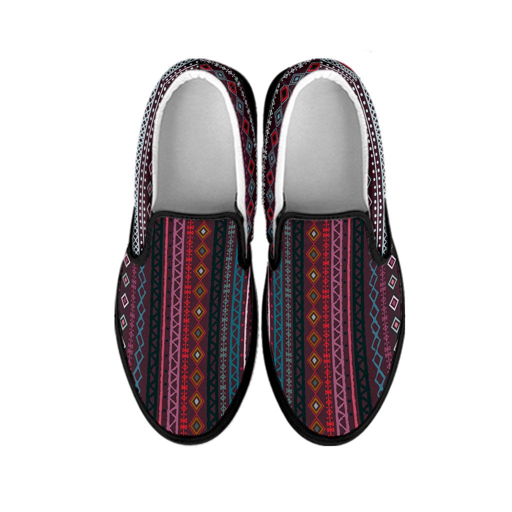 Red Boho Chic Bohemian Stripes Slip On Shoes