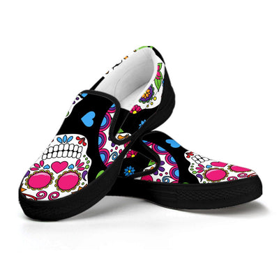 Colorful Sugar Skulls Slip On Shoes