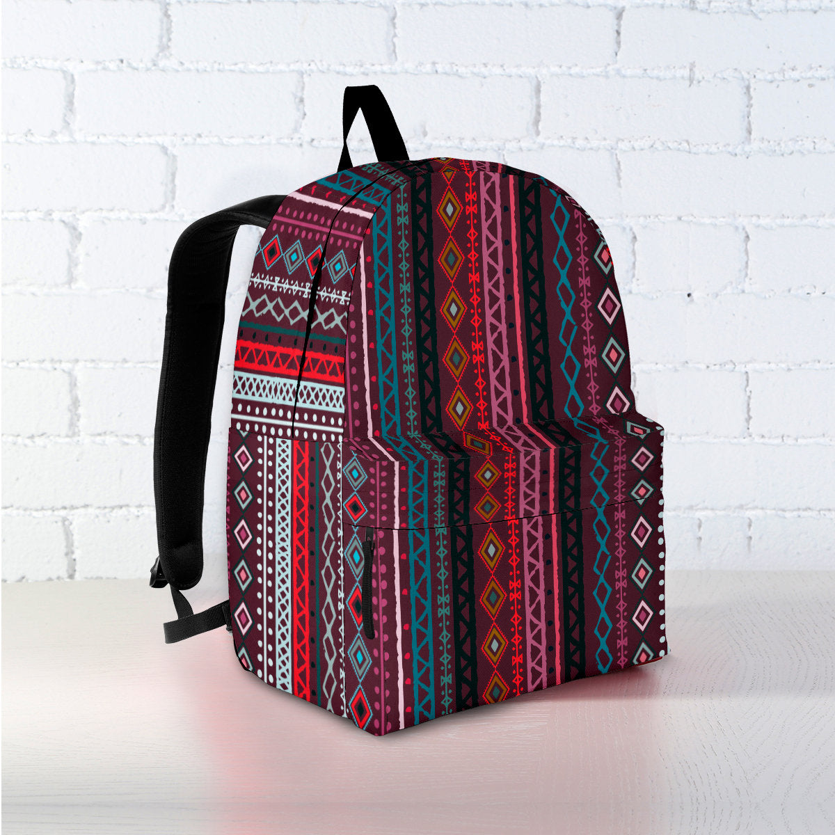 Red Boho Stripes Backpack