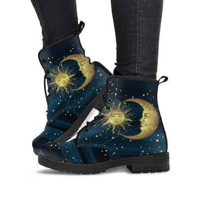 Dark Navy Blue Sun & Moon Womens Boots