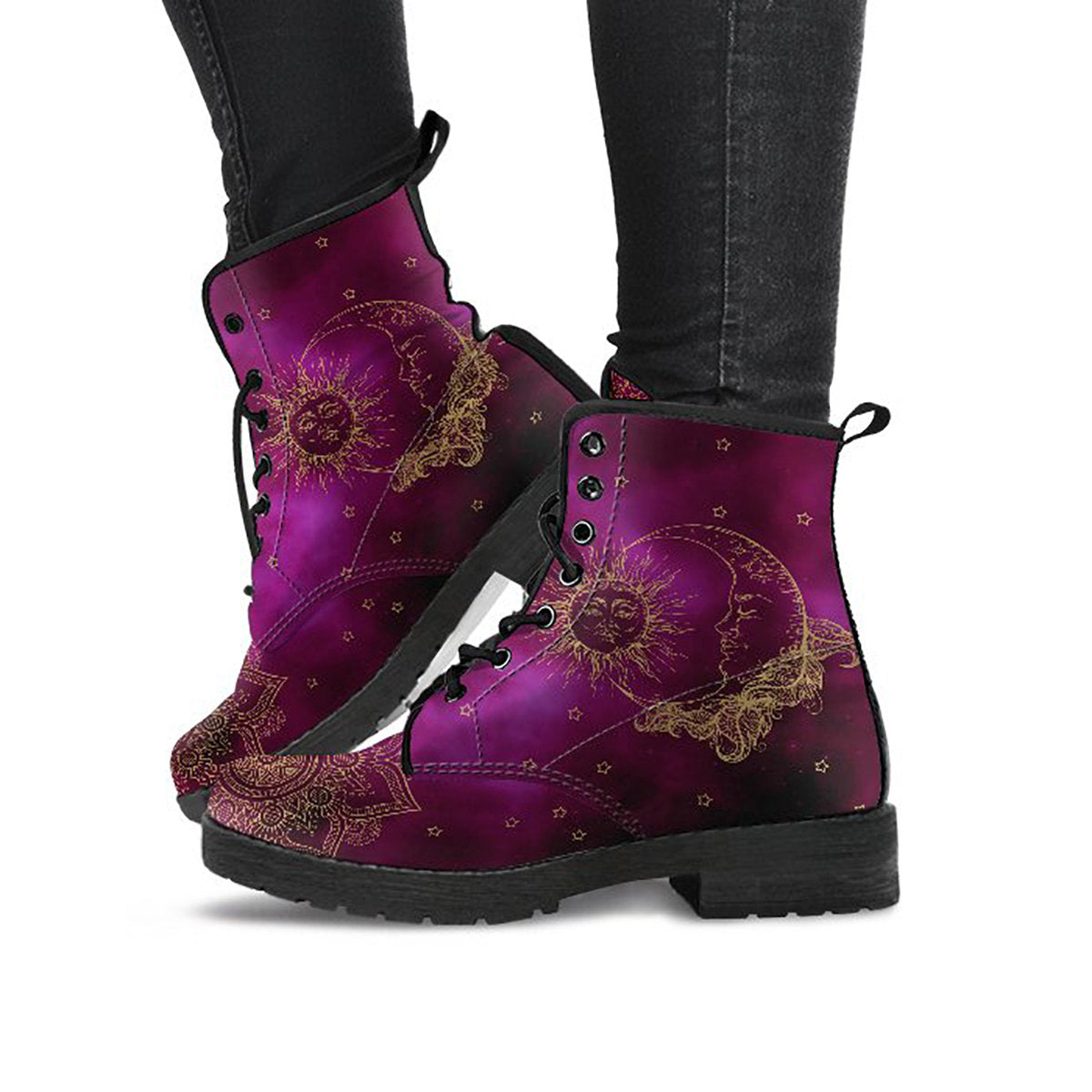 Purple Violet Sun & Moon Womens Boots