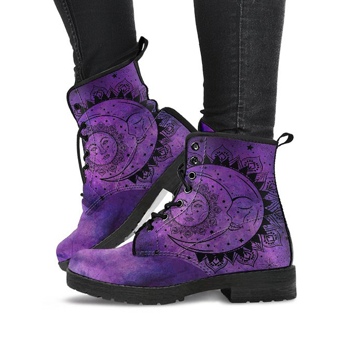 Purple Sun & Moon Handcrafted Boots