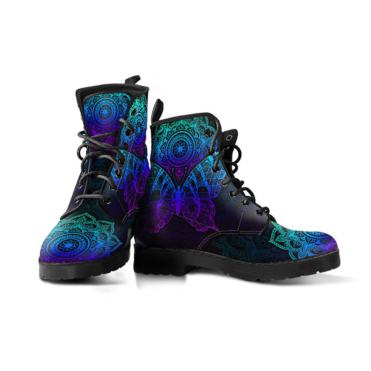 Blue Mandala Butterfly Womens Boots
