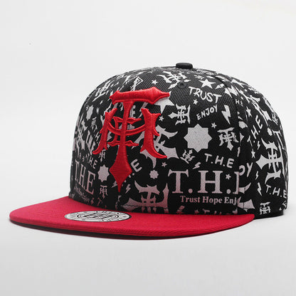 Mens Letter Print Snapback Hat Cap