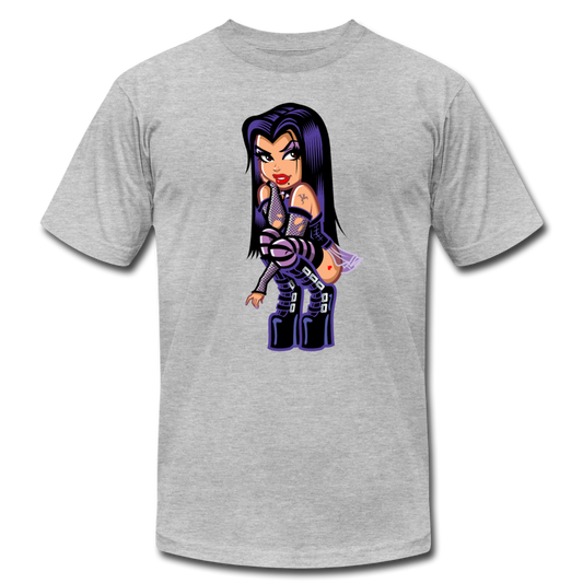 Cut Purple Cartoon Girl - heather gray