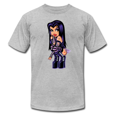 Cut Purple Cartoon Girl - heather gray