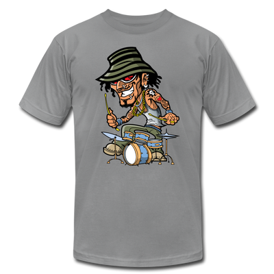 Drummer Cartoon T-Shirt - slate