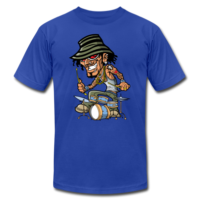 Drummer Cartoon T-Shirt - royal blue