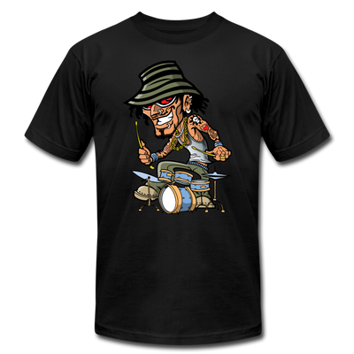 Drummer Cartoon T-Shirt - black