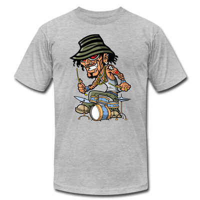Drummer Cartoon T-Shirt - heather gray