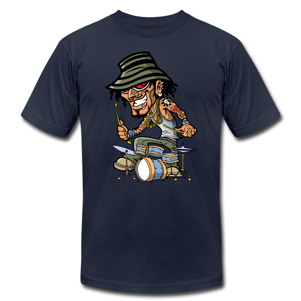 Drummer Cartoon T-Shirt - navy