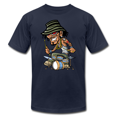 Drummer Cartoon T-Shirt - navy