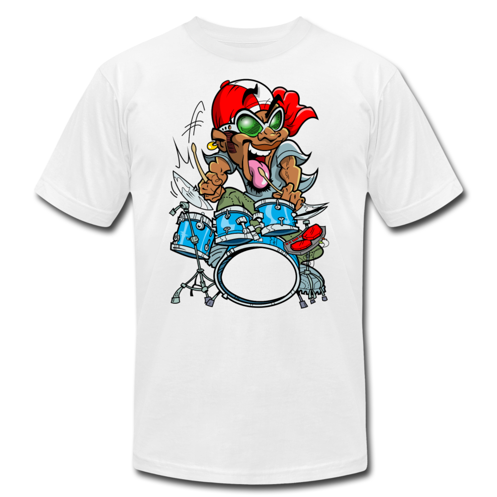 Drummer Cartoon T-Shirt - white