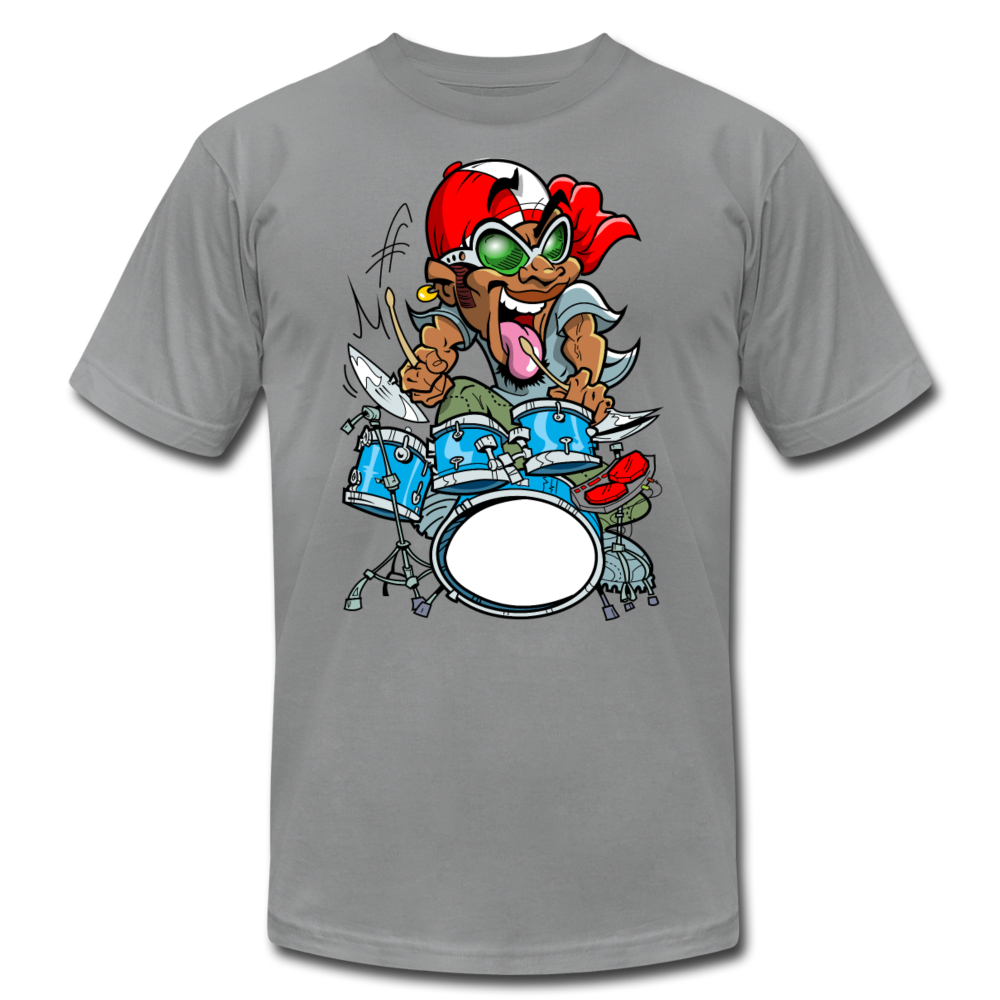 Drummer Cartoon T-Shirt - slate